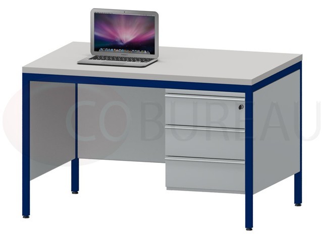 Bureau demi-ministre 120 cm métal 3 tiroirs