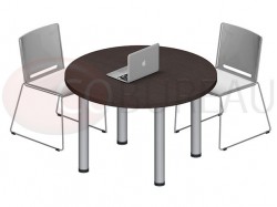 Table ronde Pro métal 100 cm - pieds tube rond plateau wengué