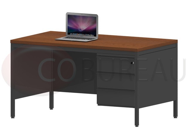 Bureau demi-ministre 140 cm métal 3 tiroirs