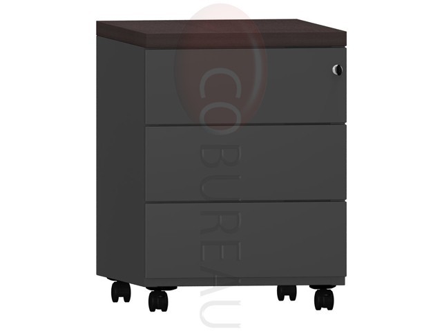 Caisson mobile 3 tiroirs Pro métal noir