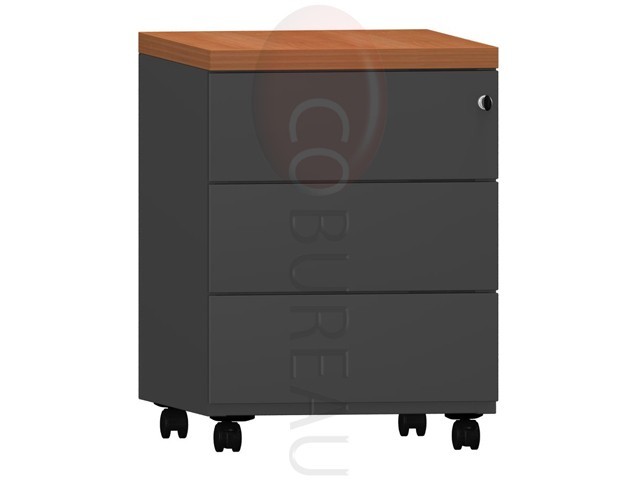Caisson mobile 3 tiroirs Pro métal noir