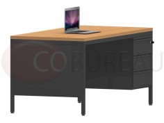 Bureau demi-ministre 160 cm métal 3 tiroirs 2