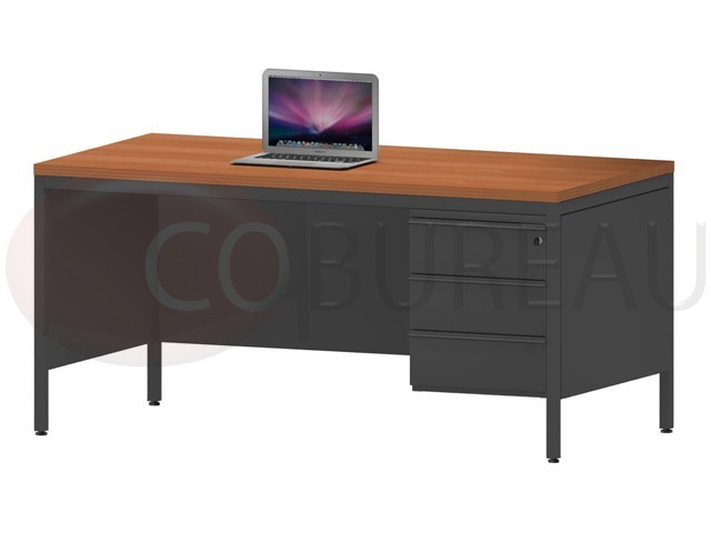 Bureau demi-ministre 160 cm métal 3 tiroirs