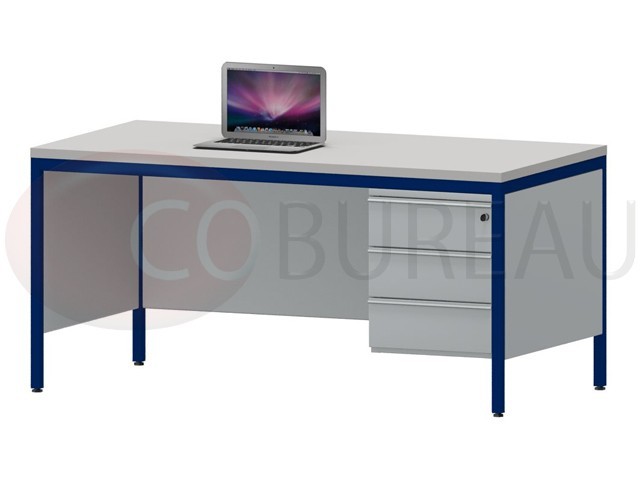 Bureau demi-ministre 160 cm métal 3 tiroirs