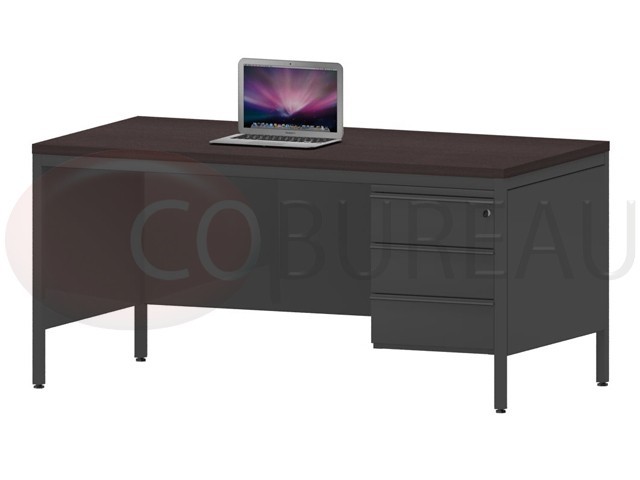 Bureau demi-ministre 160 cm métal 3 tiroirs