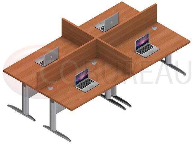 Ensemble 4 bureaux droit 120 Cm Pro métal 