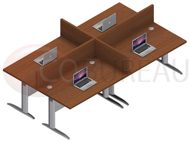 Ensemble 4 bureaux droit 120 Cm Pro métal 