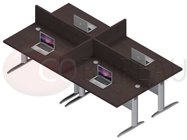 Ensemble 4 bureaux droit 120 Cm Pro métal 