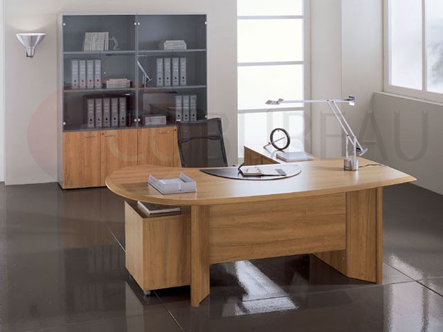 Bureau direction avec plateau courbe 240 x 115 cm Indi