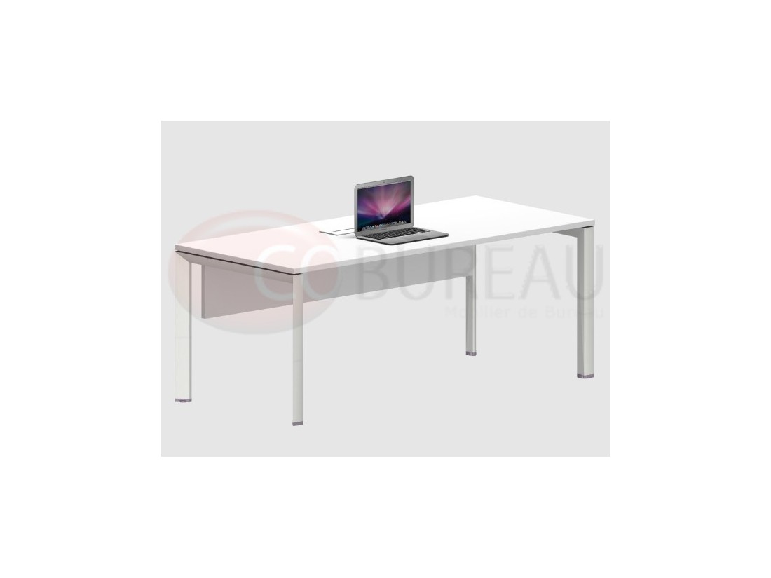 Bureau BUENOS AIRES - Plateau blanc et pieds aluminium - 180x80 cm