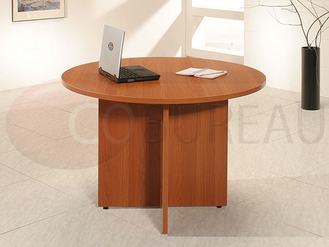 Table de réunion ronde 120 cm erable pied croix en panneau Kamos 