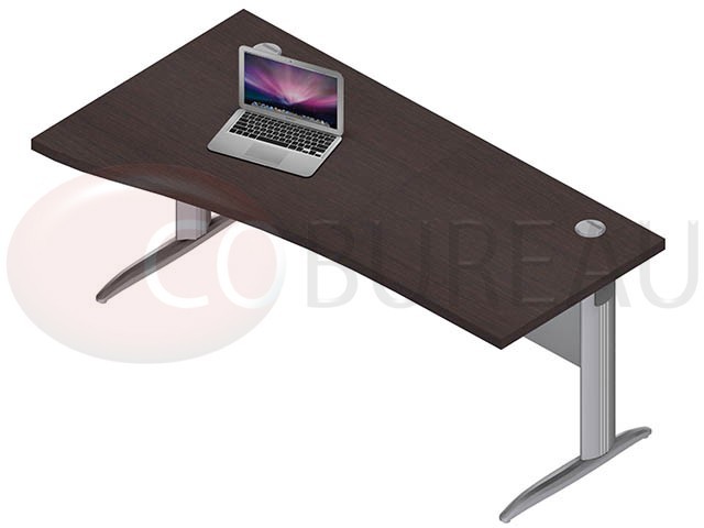 Bureau plateau vague 180 Cm Pro métal pieds en L 