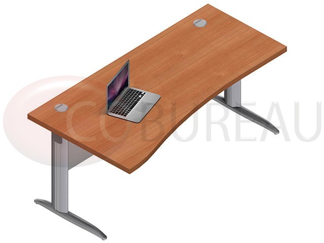 Bureau plateau vague 180 Cm Pro métal pieds en L 