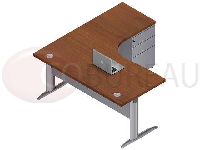 Bureau compact 160 cm Pro métal avec caisson hauteur bureau 