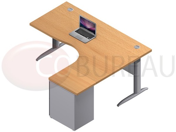 Bureau compact 180 caisson métallique hauteur bureau