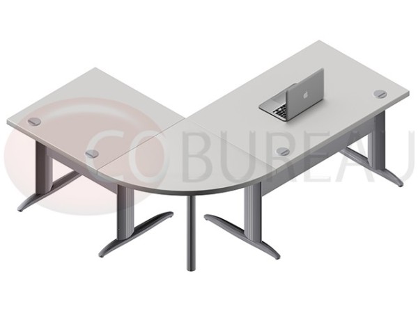 Ensemble bureau 120 Pro métal avec angle de liaison retour droit 