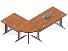 Ensemble bureau 140 cm Pro métal avec angle de liaison 90° - retour droit 80 cm 2