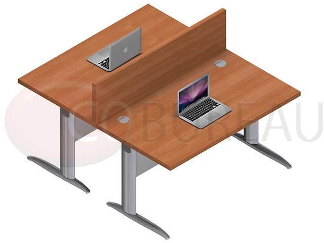 Ensemble bureau 140 cm Pro métal avec angle de liaison 90° - retour droit  80 cm